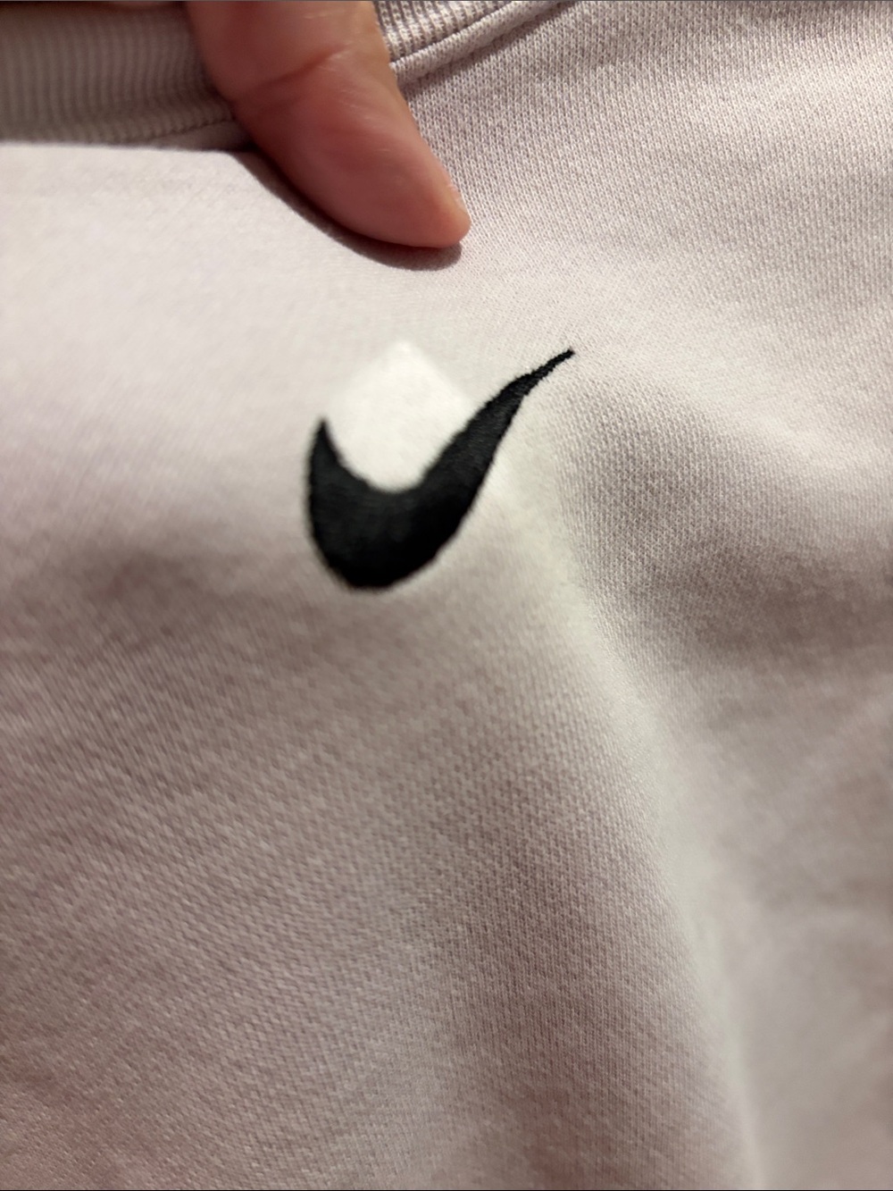 Nike Pale Pink Cropped Crew Sweatshirt with Black Swoosh- OVERSIZED - Picture 3 of 5